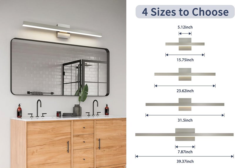 Joossnwell Brushed Nickel Vanity Light for Bathroom Lighting Fixtures Over Mirror Modern Bath Vanity Lights Bar 5CCT Diammable Bathroom Lights 31.5 inch ETL Certificated - Image 4